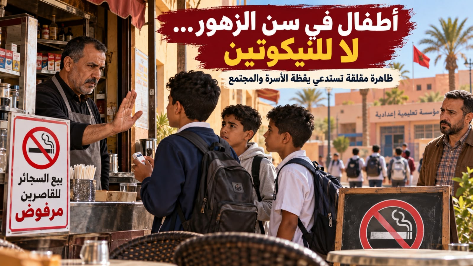 أطفال في سن الزهور يبحثون عن السجائر.. حين يغيب الانتباه الأسري تبدأ رحلة النيكوتين من أبواب المقاهي..!!